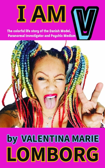 Woman with colorful braided hair making a playful face and peace sign gesture.