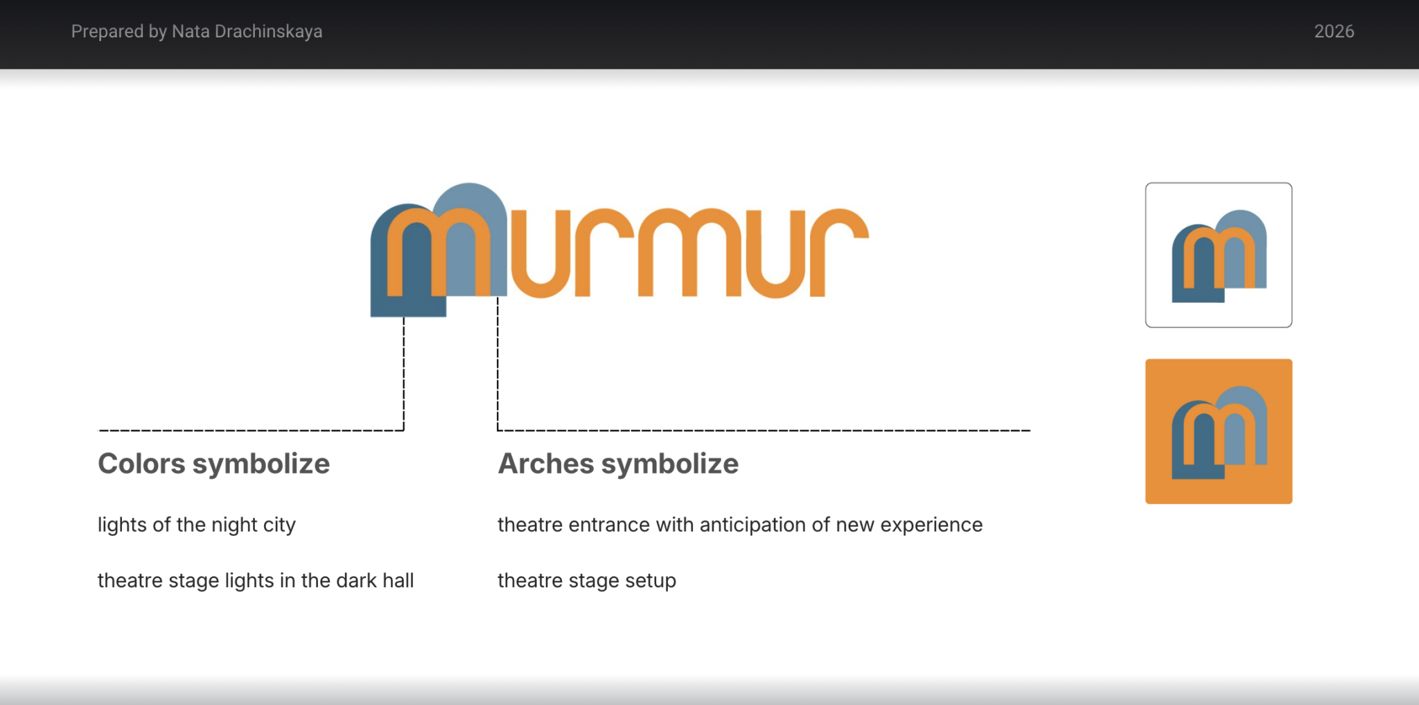 Logo with stylized 'm' and 'mumur' text, color and arch symbolism, on a white background.