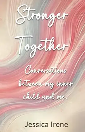 Inspirational quote about strength and inner child on pink and beige abstract background.