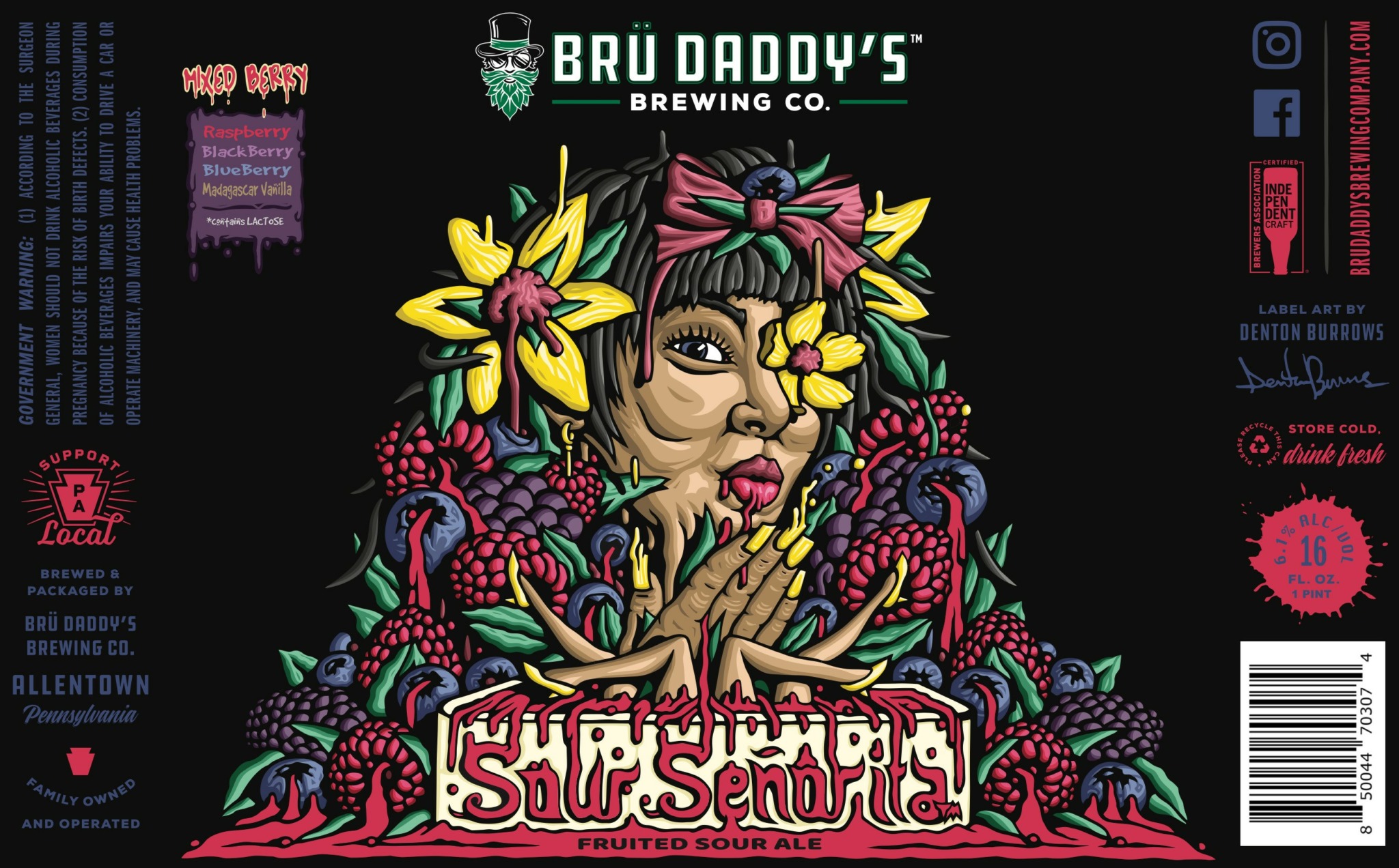 Colorful illustration of a woman with flowers and leaves in her hair, holding her hands near her face, with text and logos around.