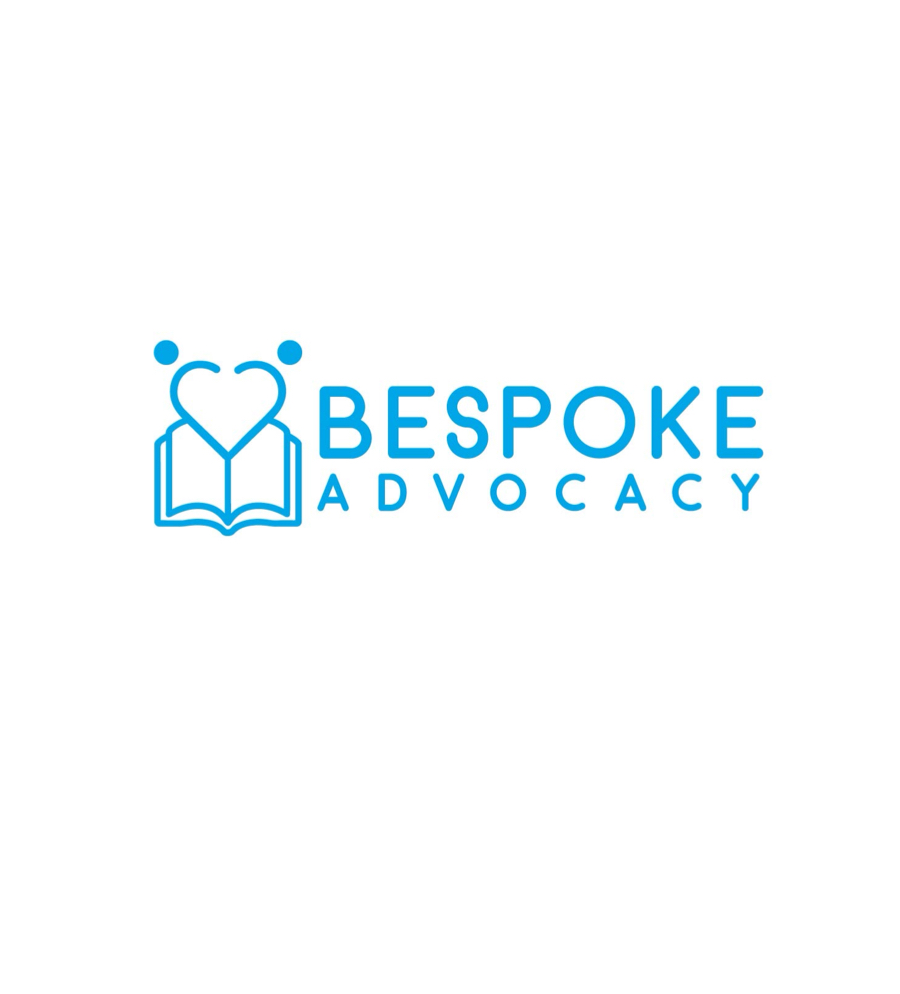 Logo with a heart, book, and circles, and the text 'Bespoke Advocacy' in blue.