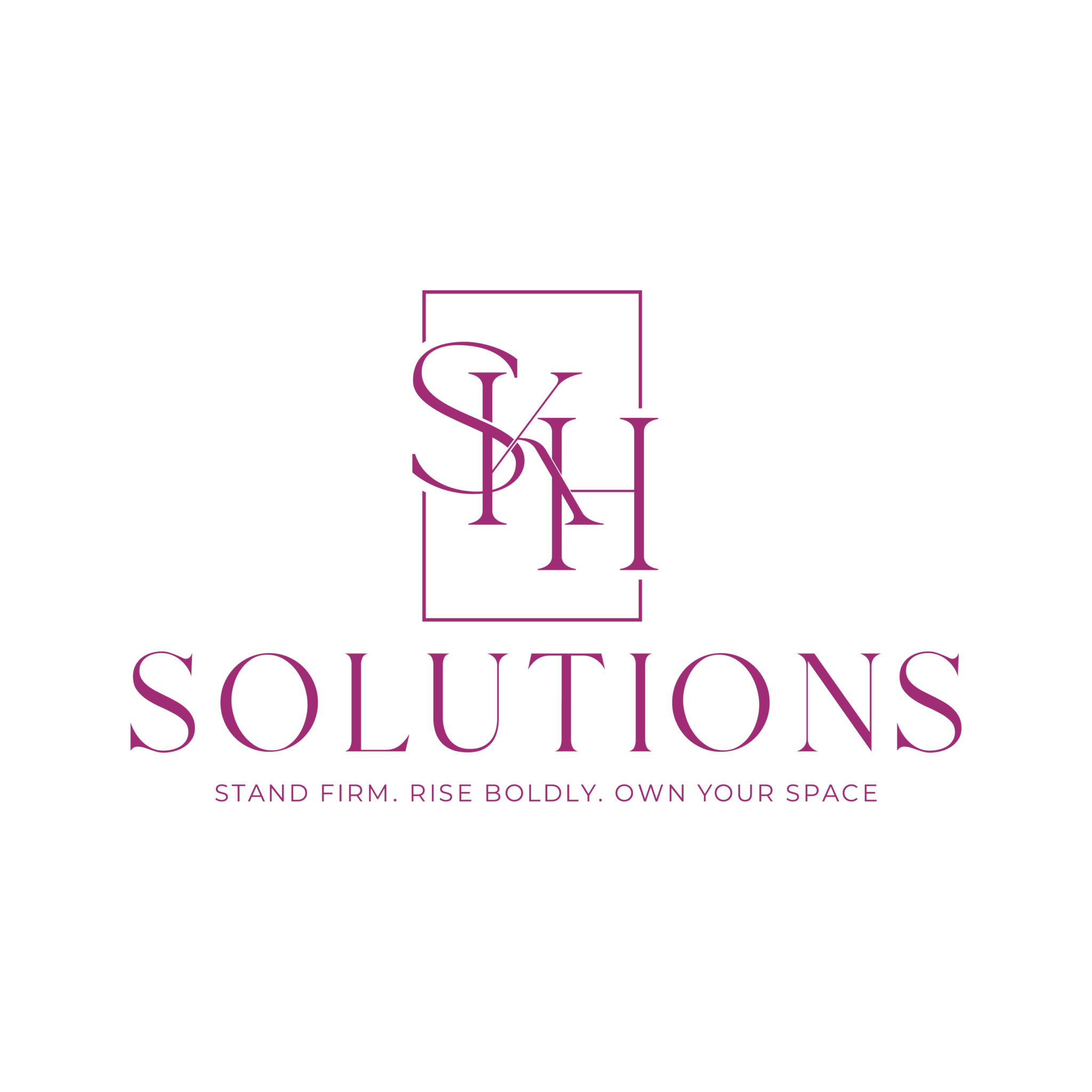 Logo with stylized letters S, V, and H inside a rectangle, with the word SOLUTIONS below and tagline underneath.